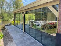 bestrating, overkappingen, prefab overkapping, tuin, overkapping omgeving Meppel, prefab schuur, schuur, glazen schuifwanden, rmcg tuinen